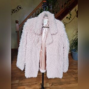 Women's Pink Faux Fur Coat